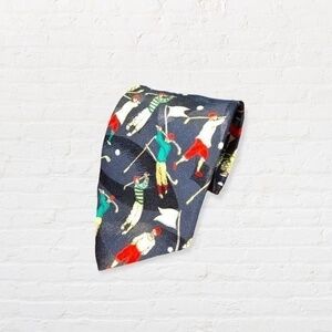 Rare Vintage Swank Golf Novelty Tie Navy Blue Hand Tailored USA Men's‎ Necktie